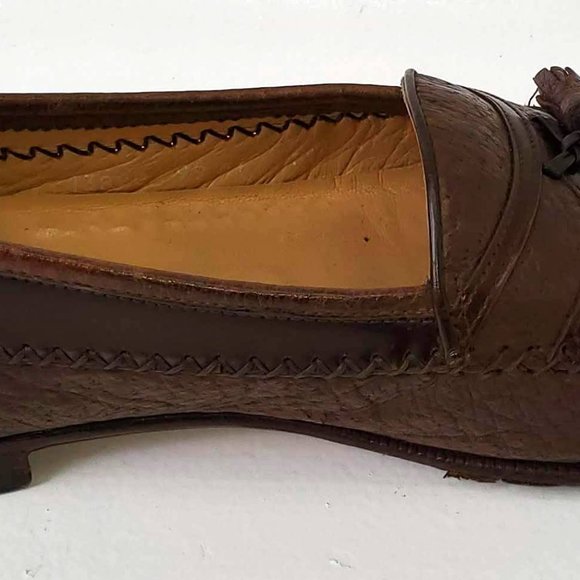 Moreschi Shoes Genuine Crocodile Men\'s 11.5 Brown Tassel Loafer Leather Slip On main image 4